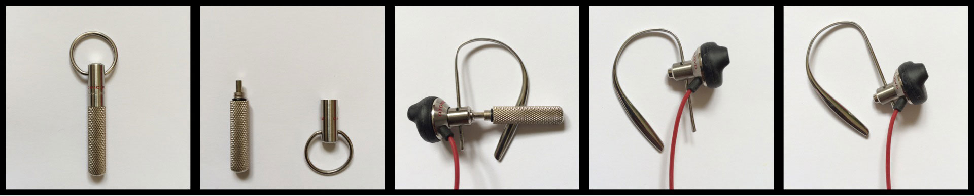 L'écouteur Atomic Floyd AirJax peut varier sa position sur le crochet . Ph. Moctar KANE.