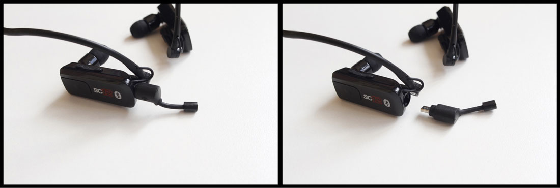 Le micro amovible des écouteurs de sport Bluetooth Play2Run SC12, Ph. Moctar KANE.